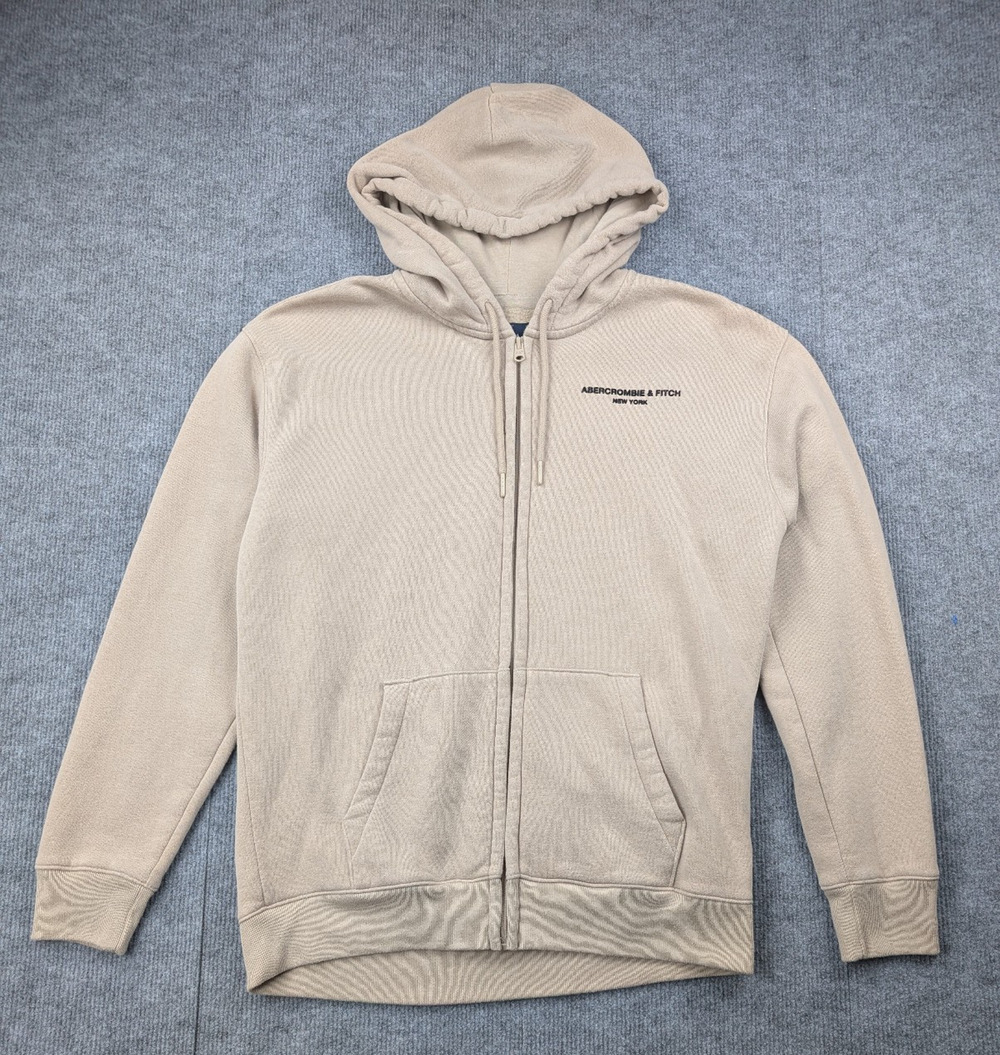 Abercrombie & Fitch Hoodie Mens Large Full Zip Logo Athleisure Fleece Sweatshirt